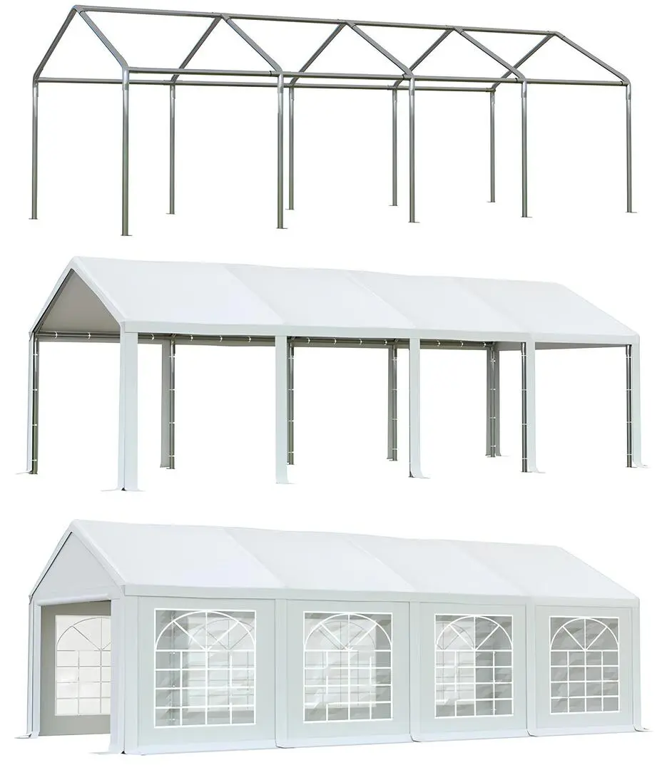 Cort industrial cu ferestre decorative Tent Service PE Classic 4x8 (White)
