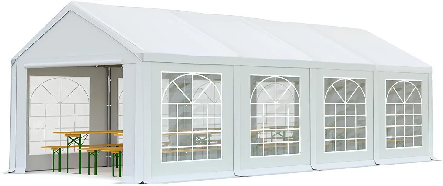 Cort industrial cu ferestre decorative Tent Service PE Classic 4x8 (White)