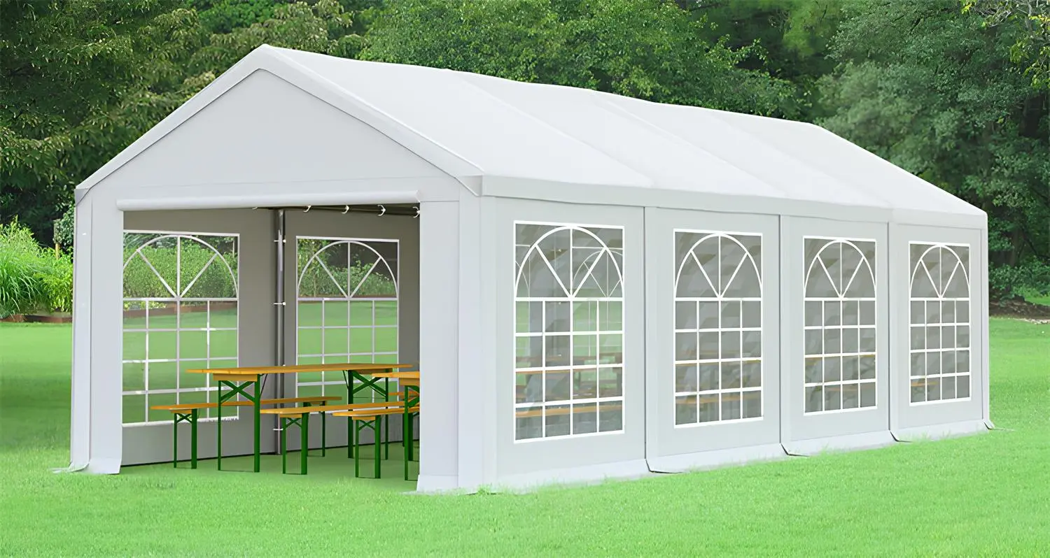 Cort industrial cu ferestre decorative Tent Service PE Classic 4x8 (White)