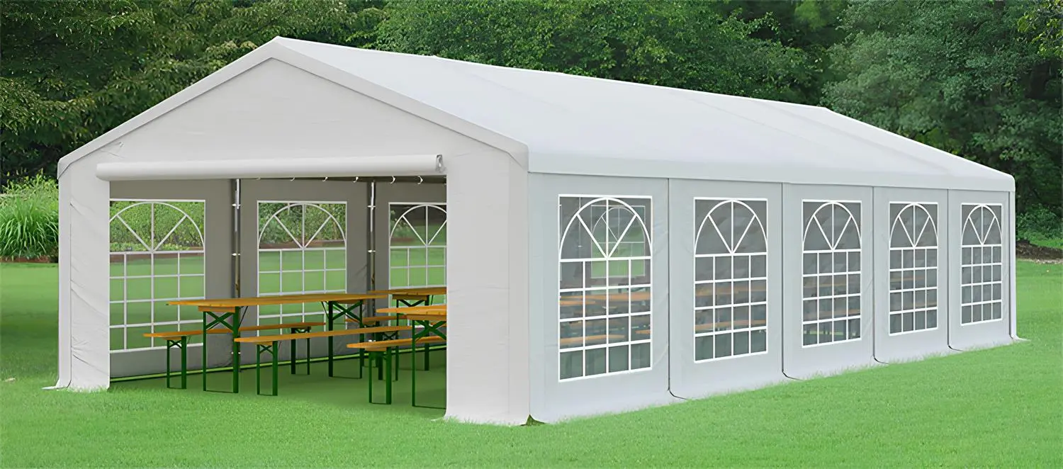 Cort industrial cu ferestre decorative Tent Service PE Classic 5x10 (White)