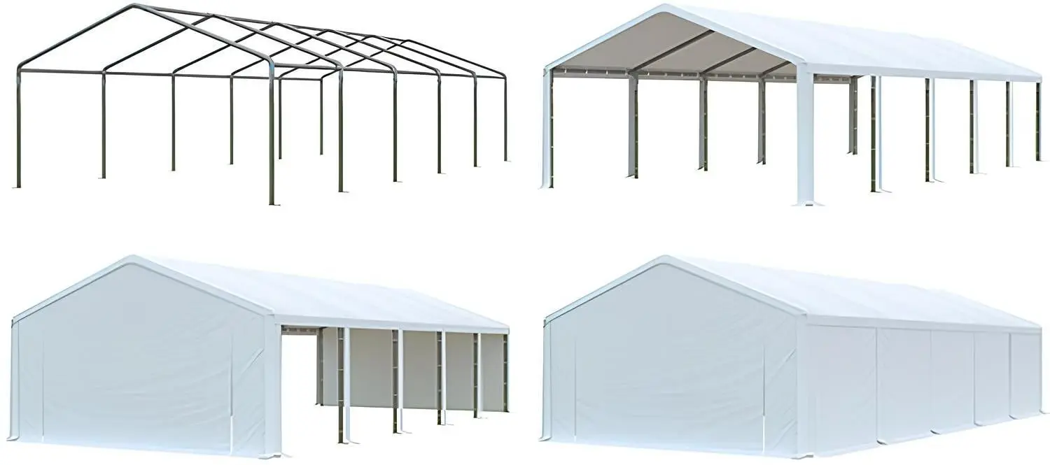 Cort industrial cu ferestre decorative Tent Service PE Classic 5x10 (White)