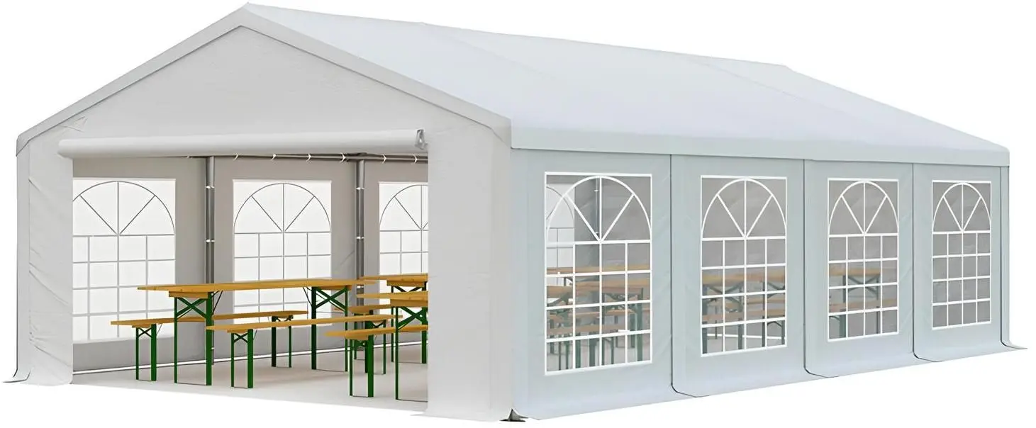 Cort industrial cu ferestre decorative Tent Service PE Classic 5x8 (White)