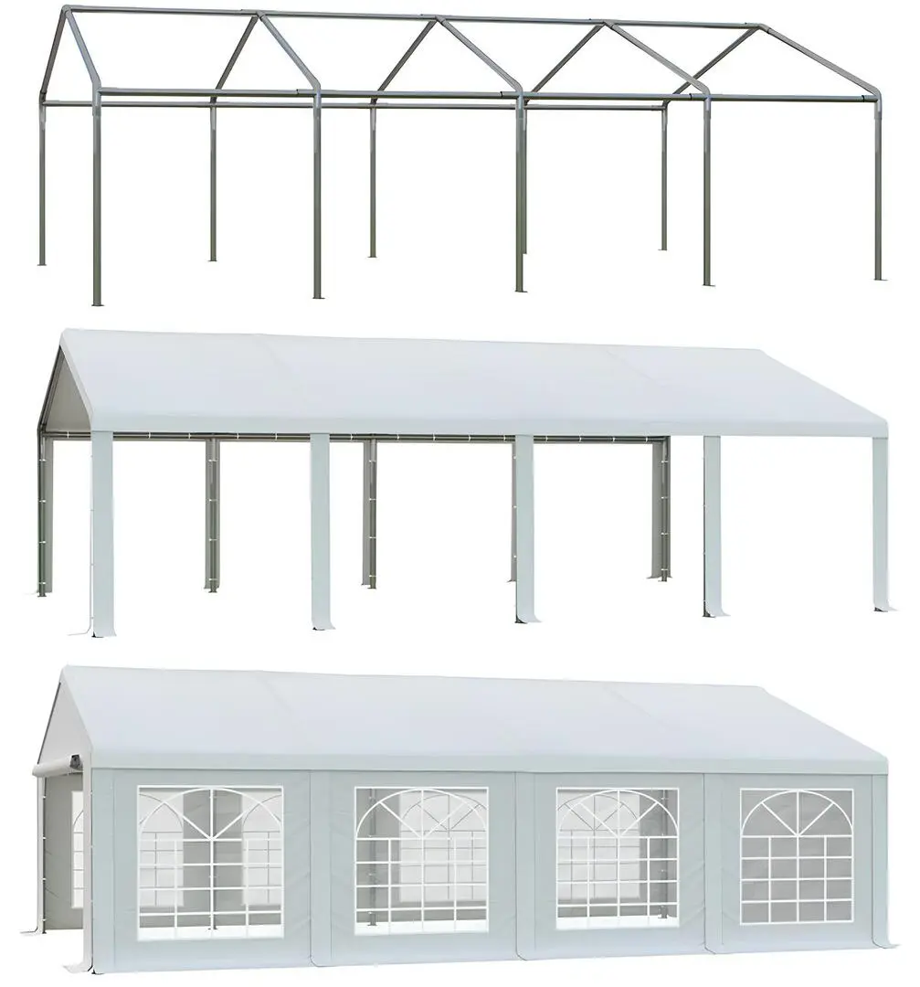 Cort industrial cu ferestre decorative Tent Service PE Classic 5x8 (White)