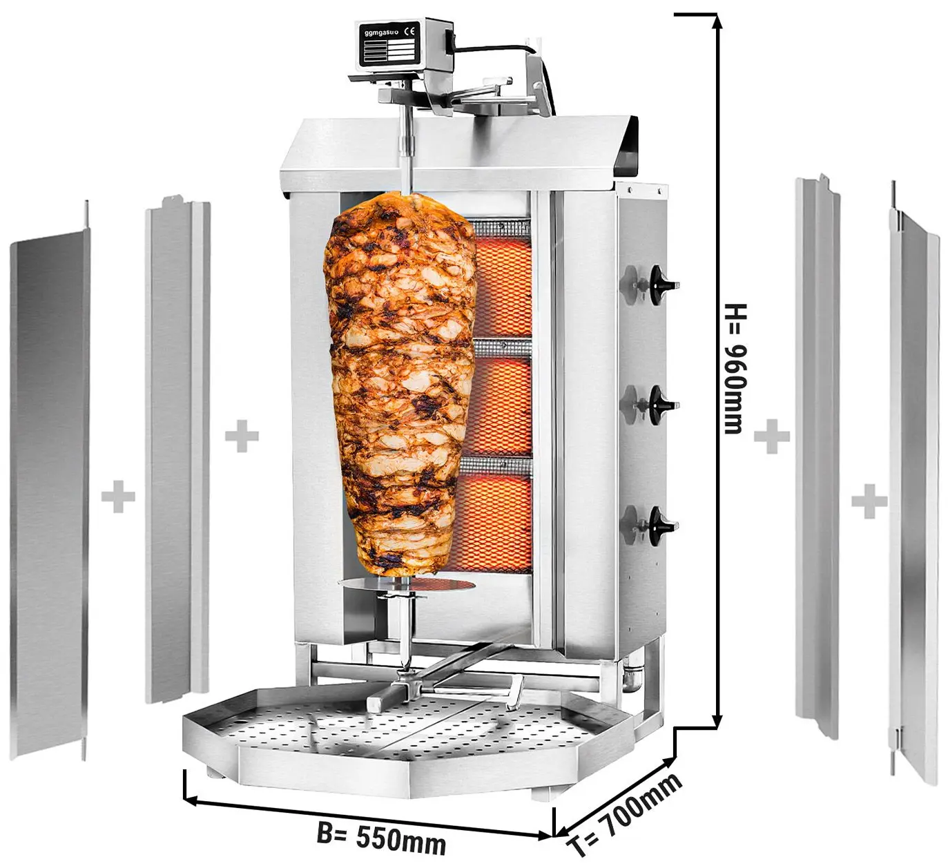 Аппарат для шаурмы газовый GGM Gastro DOK3-SB-N (Inox) - 8