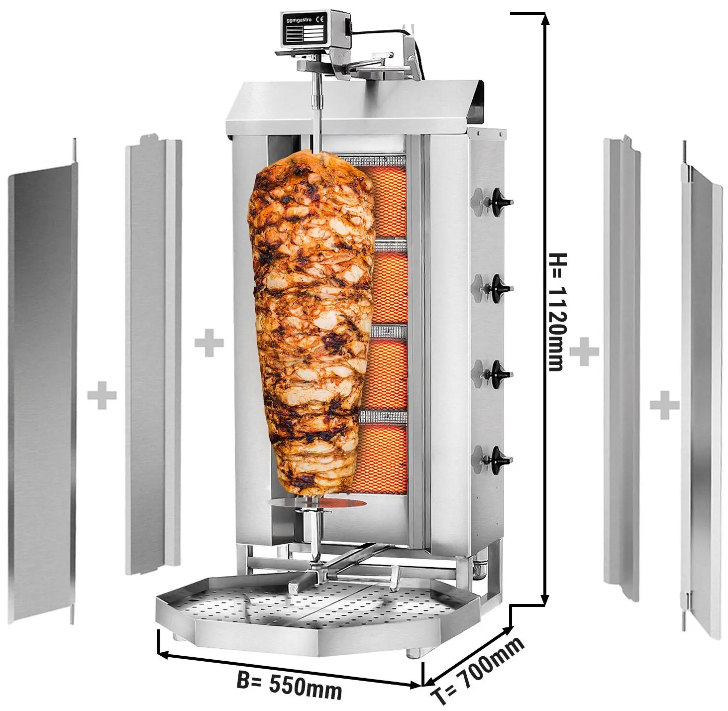 Аппарат для шаурмы газовый GGM Gastro DOK4-SB-N (Inox) - 8