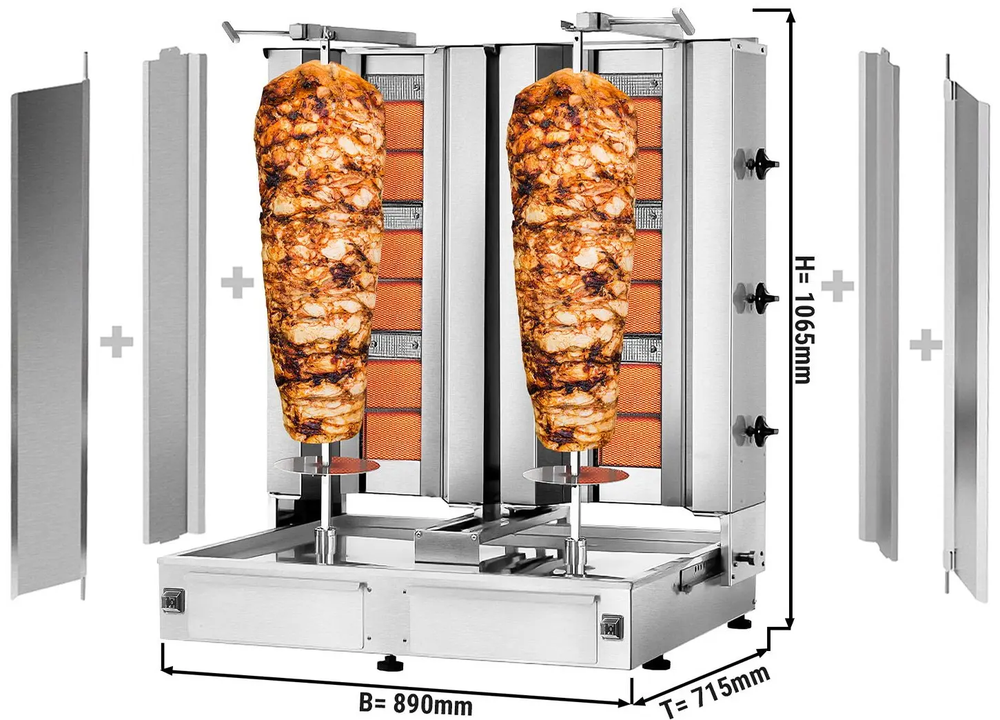Аппарат для шаурмы газовый GGM Gastro DUK3+3-SB-N (Inox) - 4