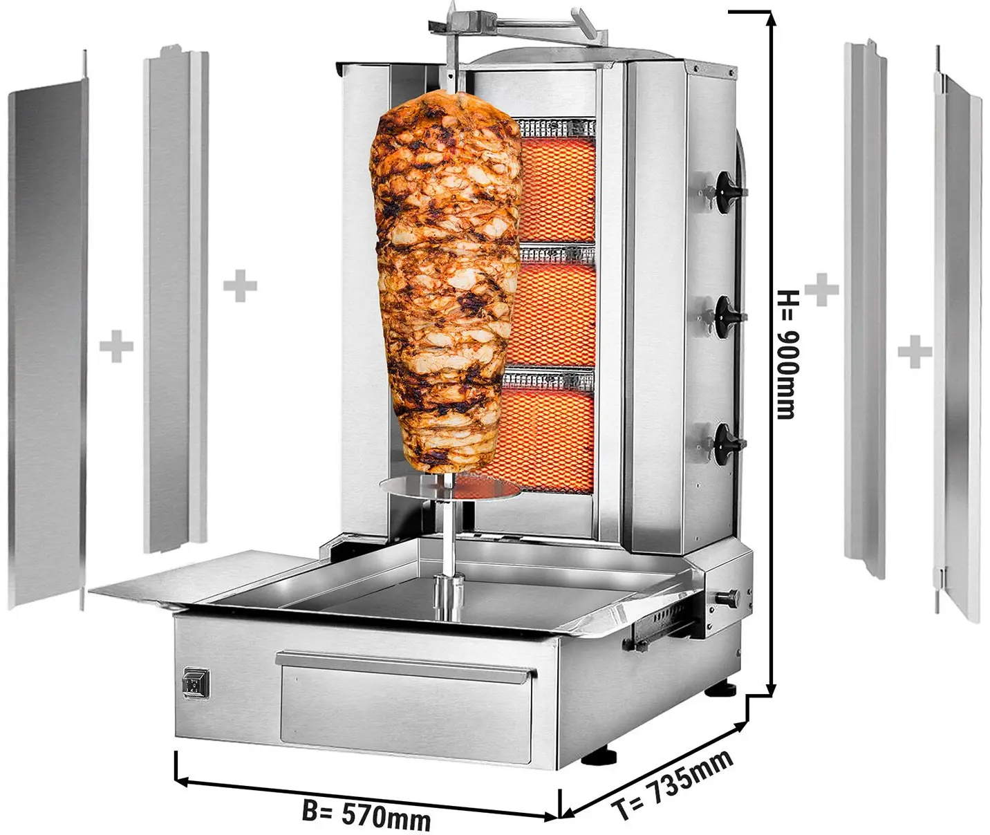 Аппарат для шаурмы газовый GGM Gastro DUK3-SB-N (Inox) - 7