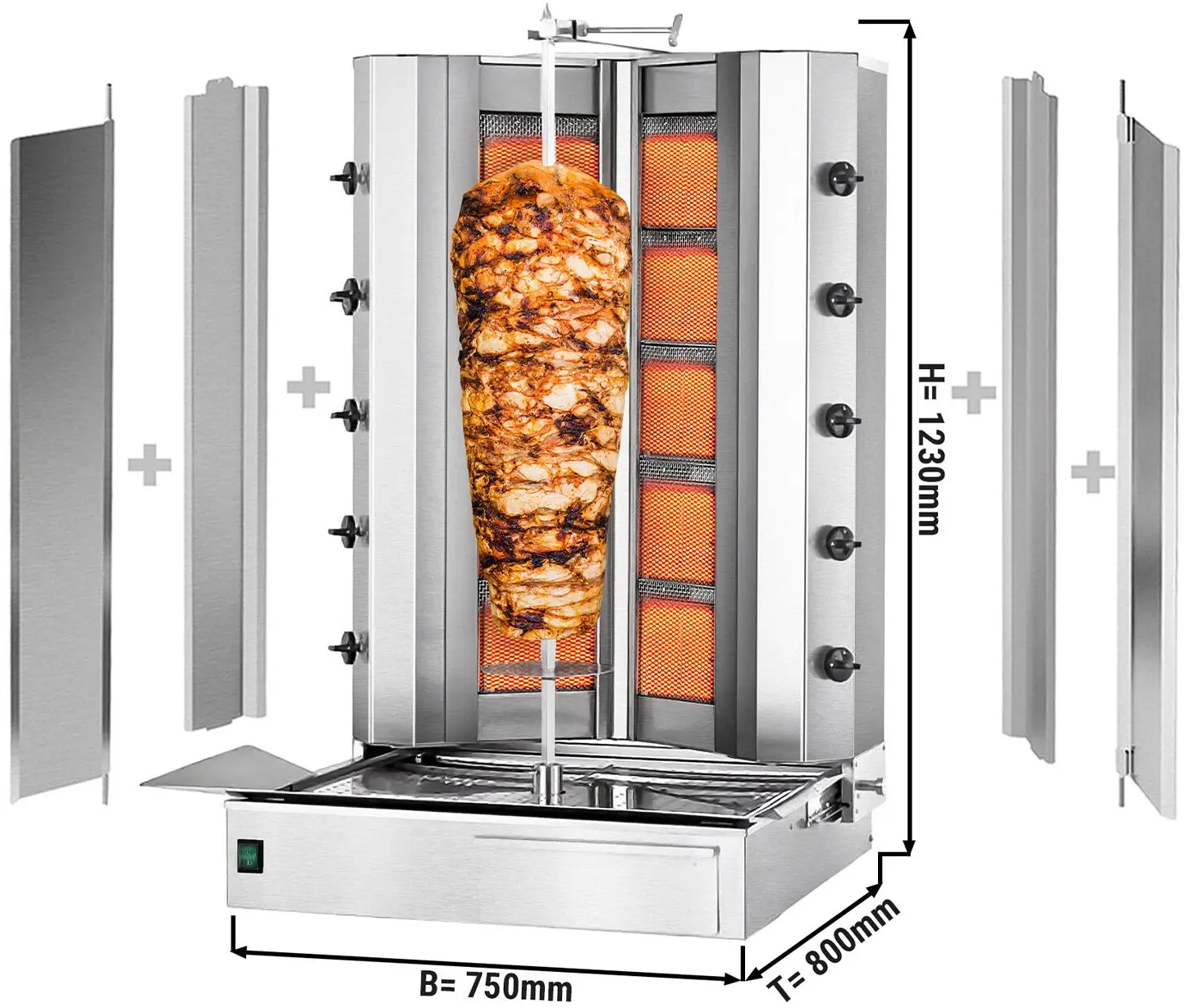 Аппарат для шаурмы газовый GGM Gastro DUVK5+5-N (Inox) - 7