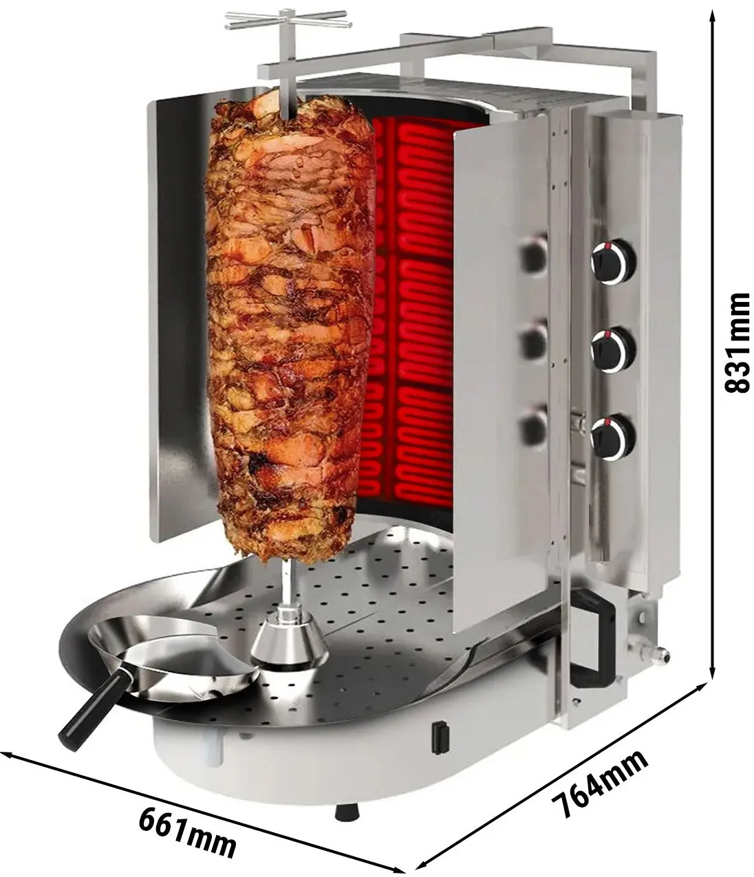 Аппарат для шаурмы газовый GGM Gastro Robax DUI6R (Inox) - 3