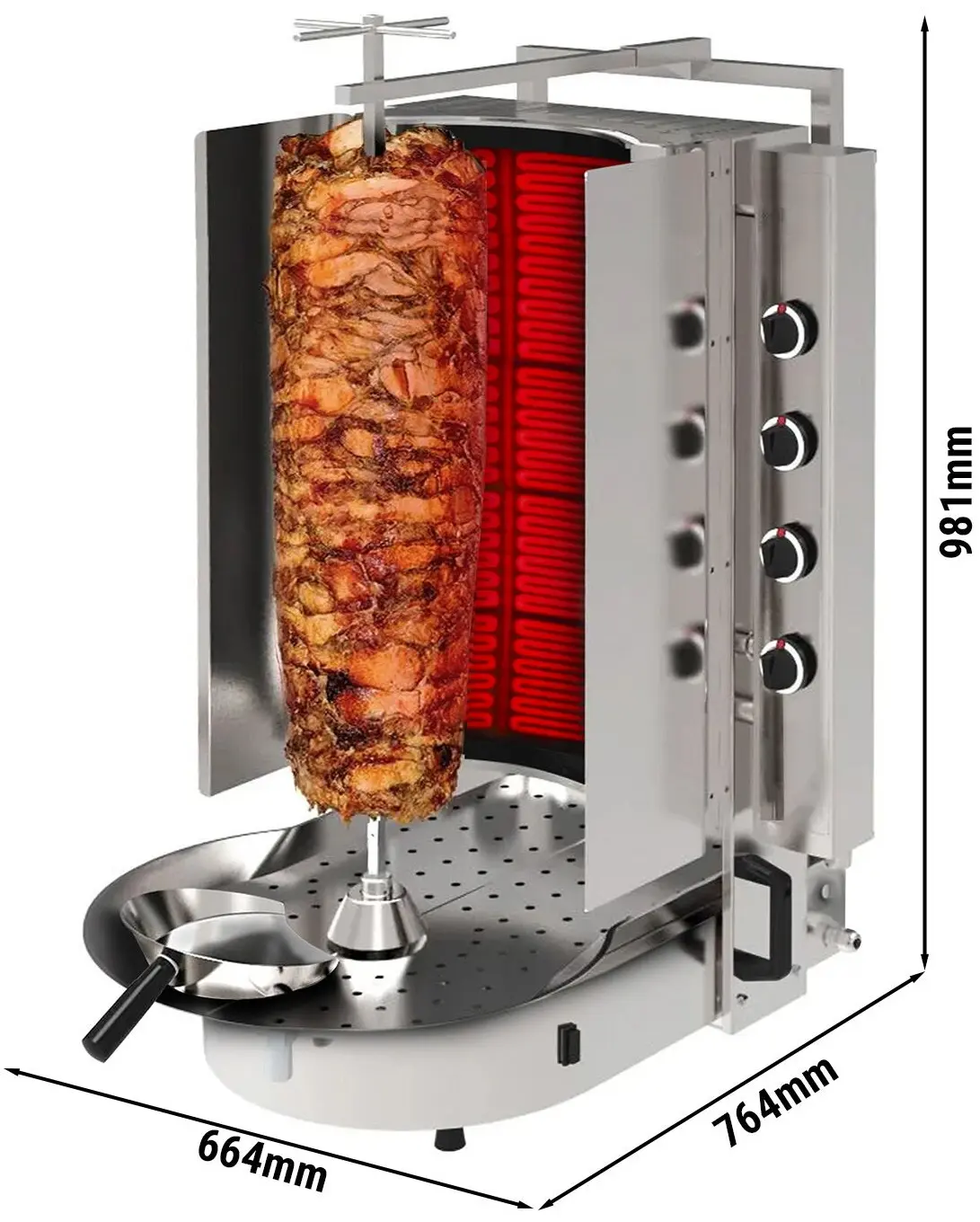 Aparat pentru kebab pe gaz GGM Gastro Robax DUI8R (Inox) - 3