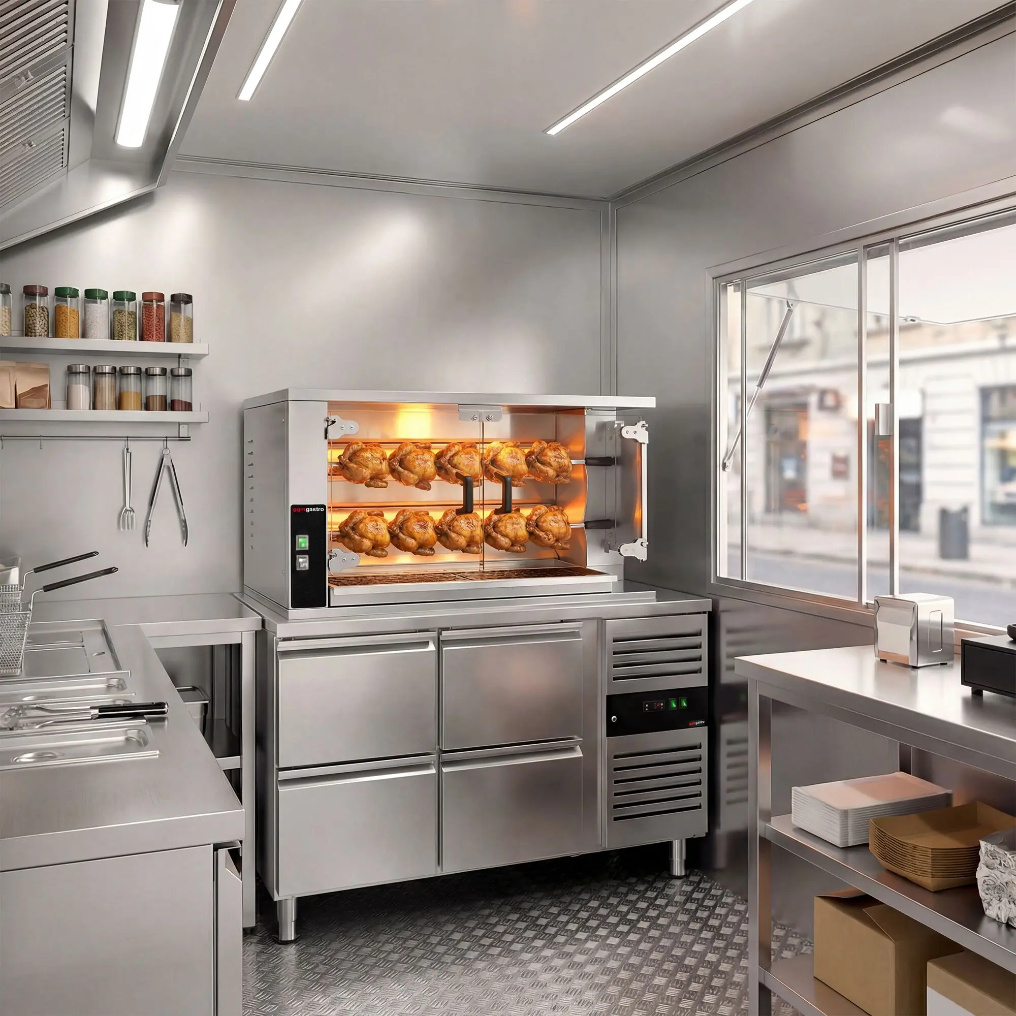 Газовый гриль для кур GGM Gastro GHGK210 (Inox) - 8