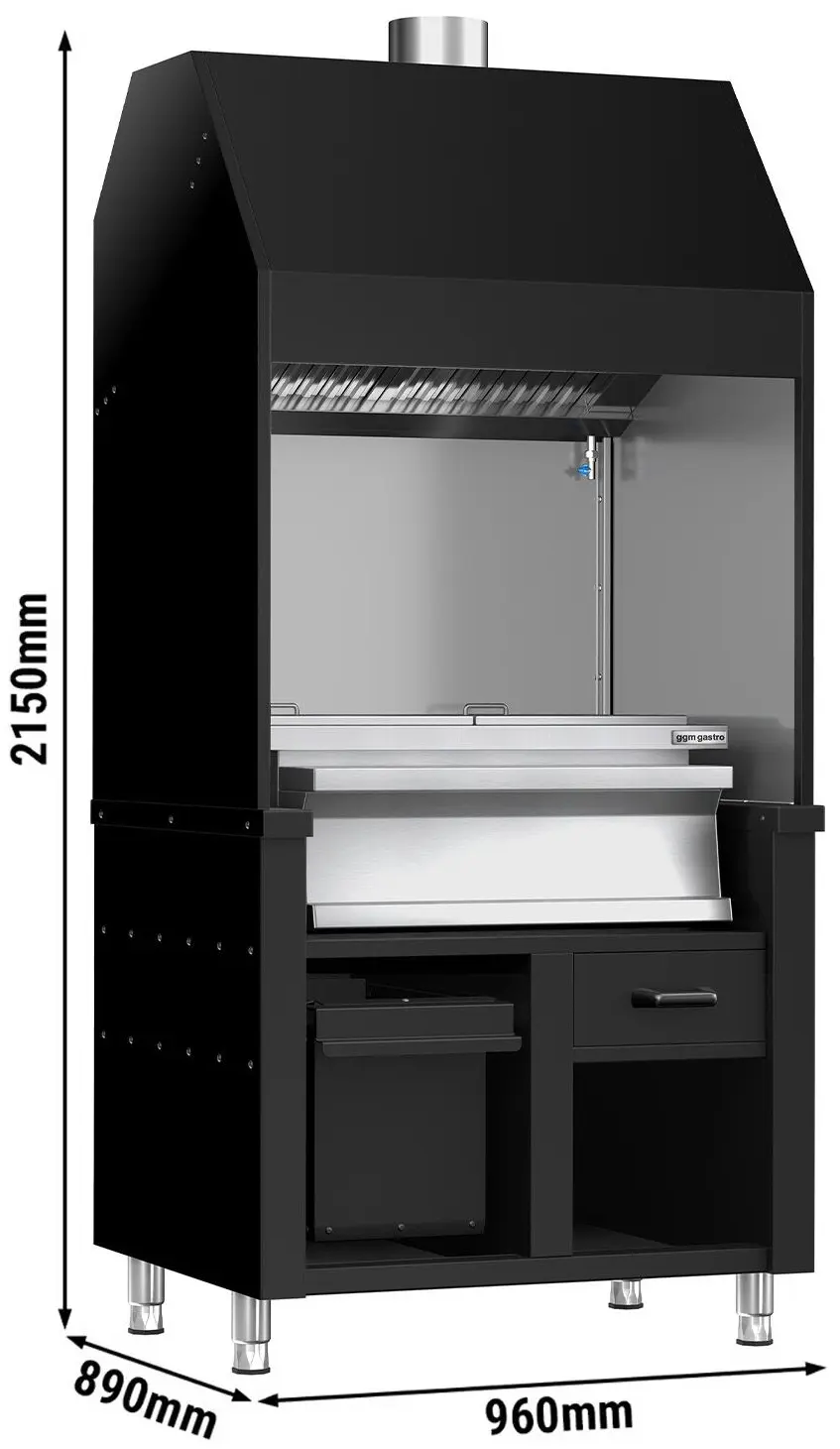 Гриль на углях GGM Gastro Berlin HKGE1000S#KGE800 (Black/Inox) - 10