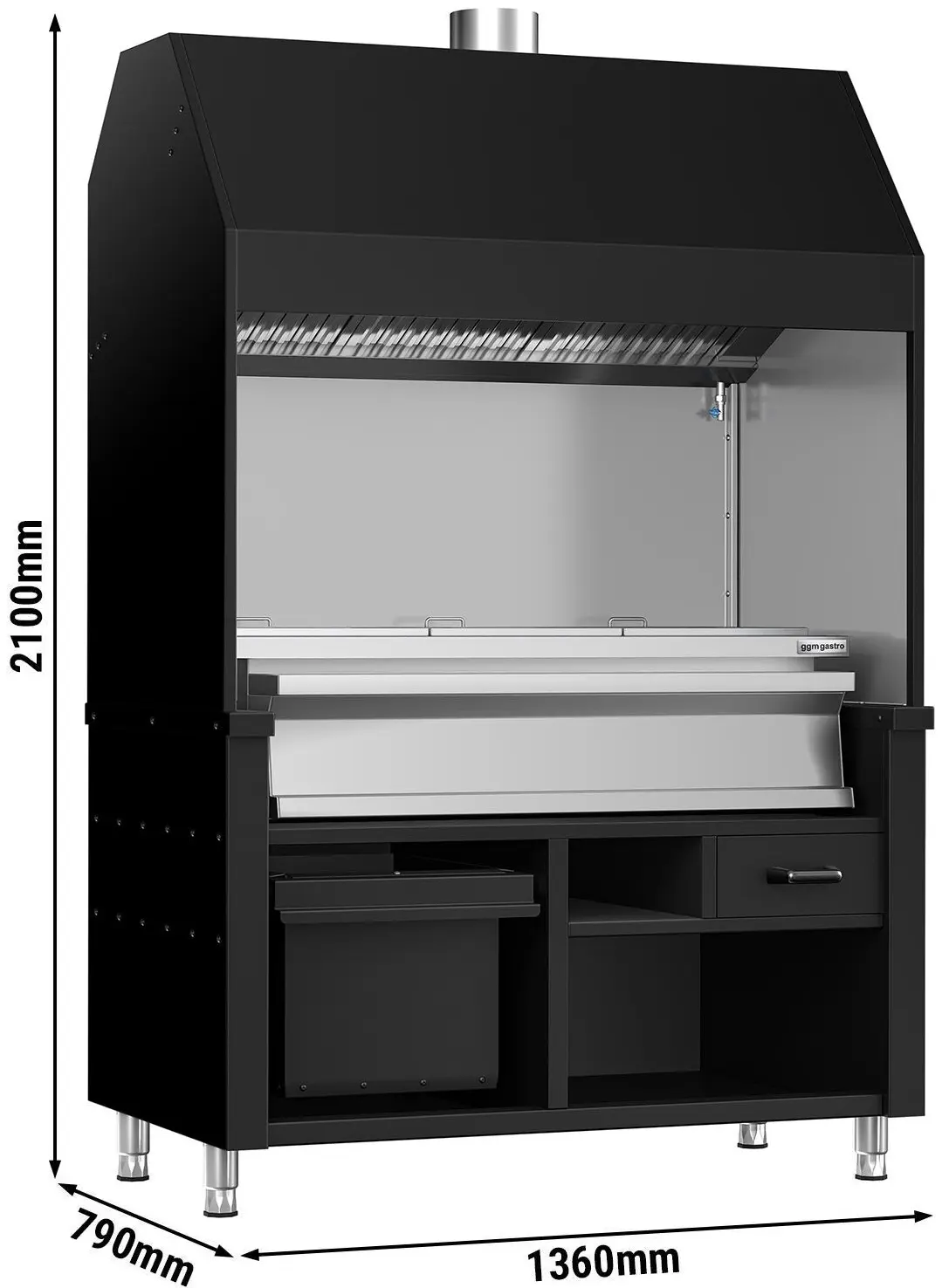 Гриль на углях GGM Gastro Berlin HKGE1400S#KGE1200 (Black/Inox) - 10
