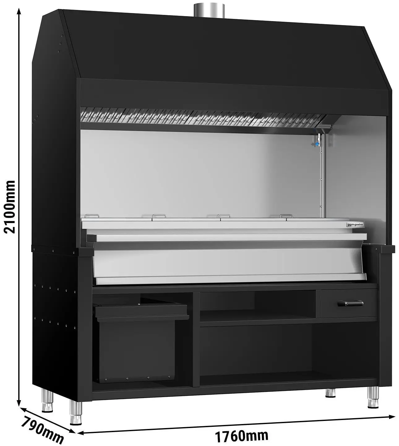 Grătar pe cărbuni GGM Gastro Berlin HKGE1800S#KGE1600 (Black/Inox) - 10