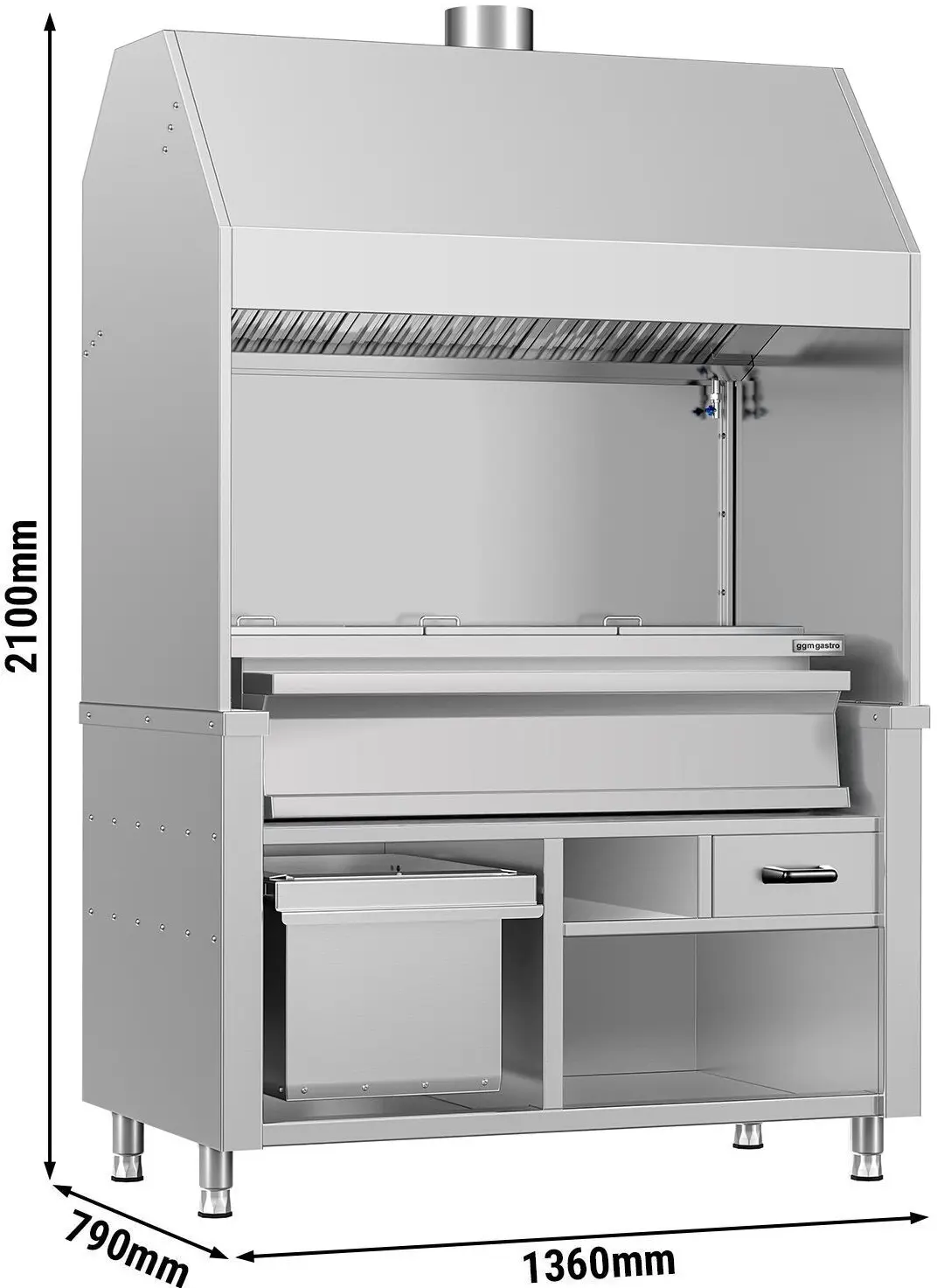 Гриль на углях GGM Gastro HKGE1400E#KGE1200 (Inox) - 10