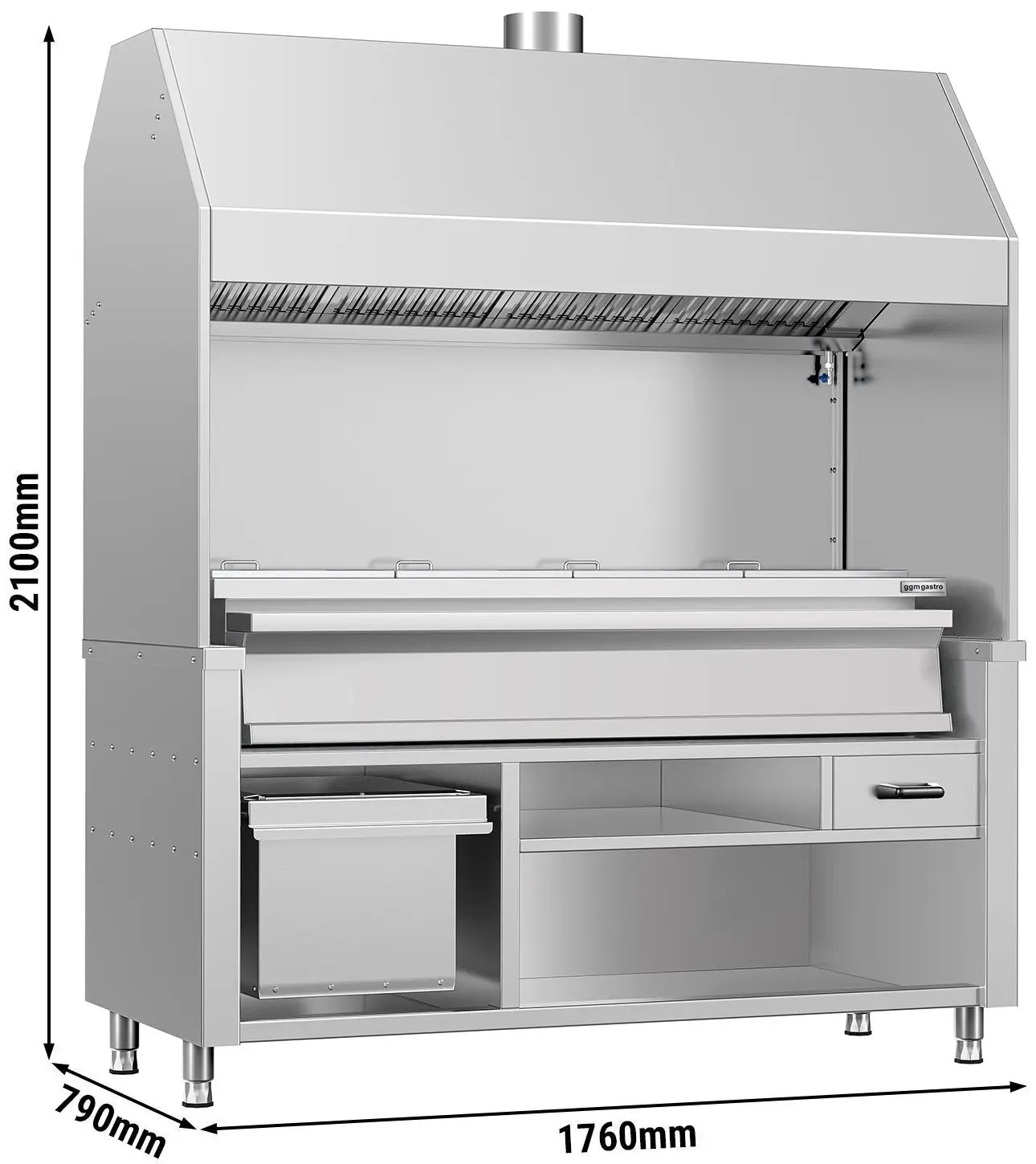 Гриль на углях GGM Gastro HKGE1800E#KGE1600 (Inox) - 10