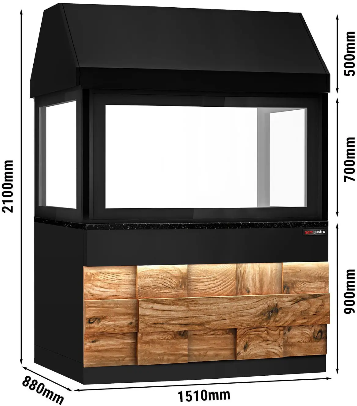 Grătar pe cărbuni GGM Gastro Toronto HGNE150D#KGE1200 (Black/Natural) - 10