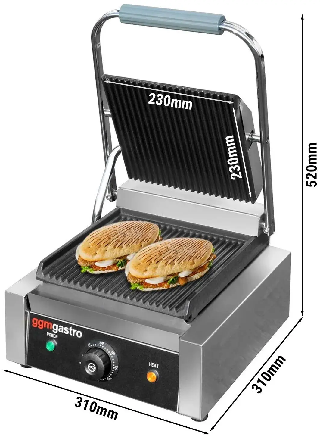 Контактный гриль для гамбургеров GGM Gastro KGKB100 (Black/Inox) - 5