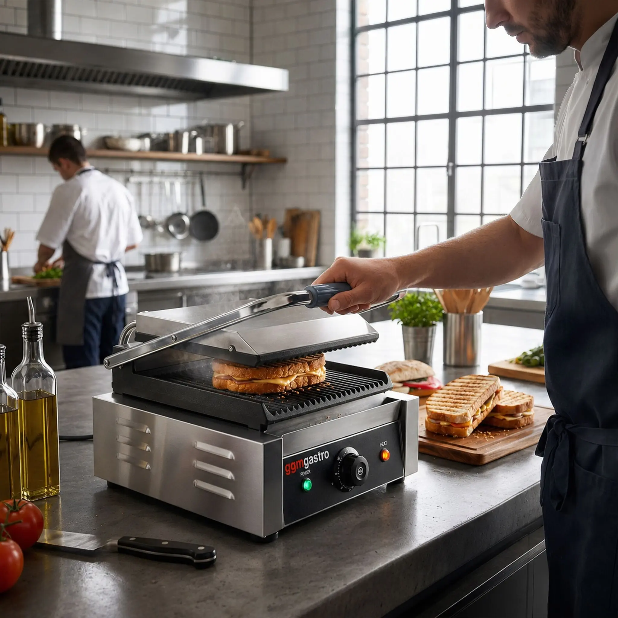 Контактный гриль для гамбургеров GGM Gastro KGKB100 (Black/Inox) - 6