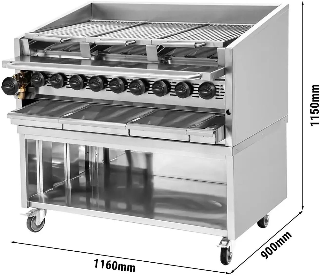 Лавовый гриль газовый GGM Gastro HSOE2 (Inox) - 10