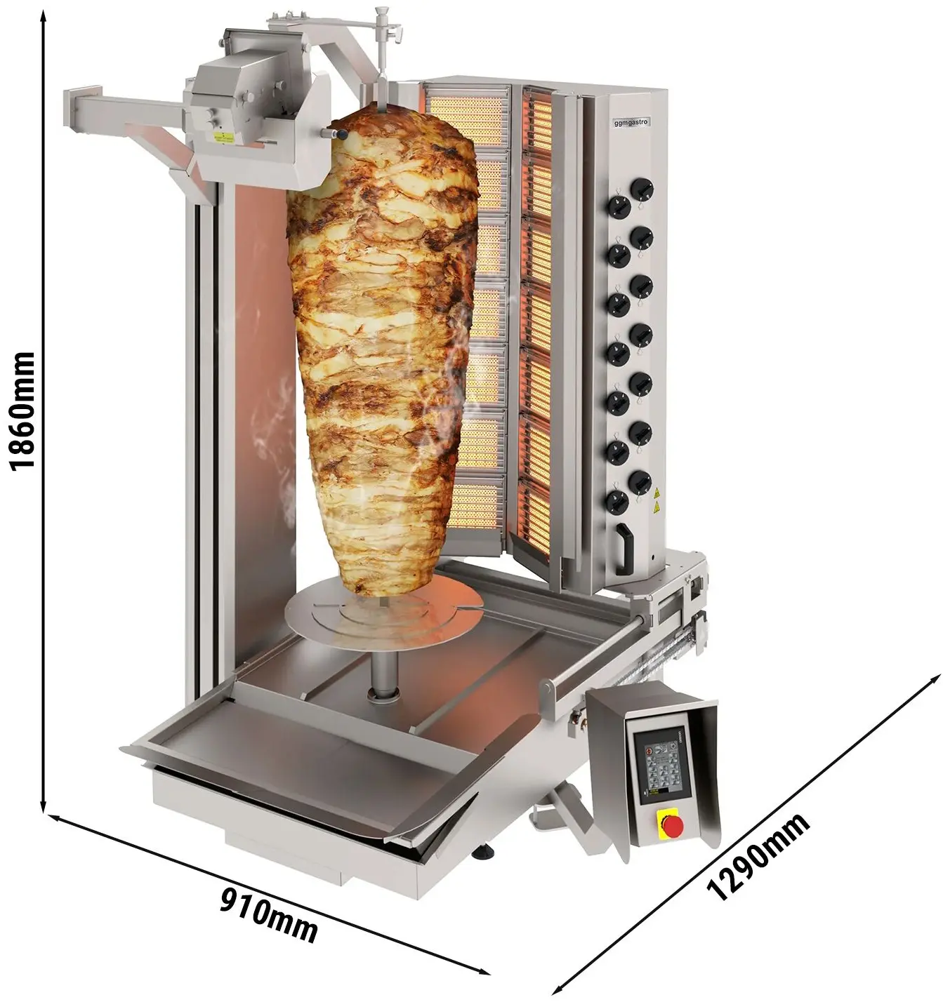 Robot de shaorma pe gaz GGM Gastro DRAT350 (Inox) - 5