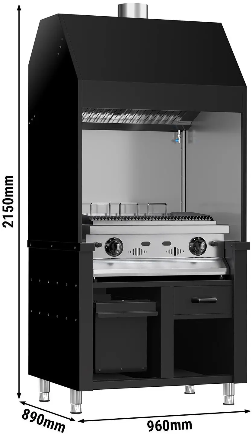 Grătar cu apă pe gaz GGM Gastro Berlin HKGE1000S#GGE800 (Black/Inox) - 12