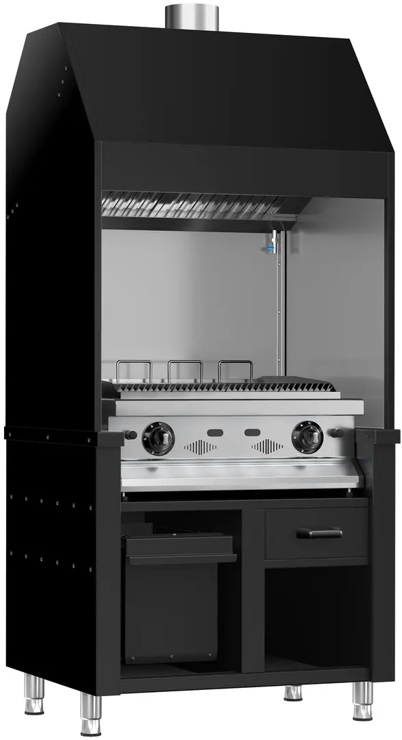 Grătar cu apă pe gaz GGM Gastro Berlin HKGE1000S#GGE800 (Black/Inox)