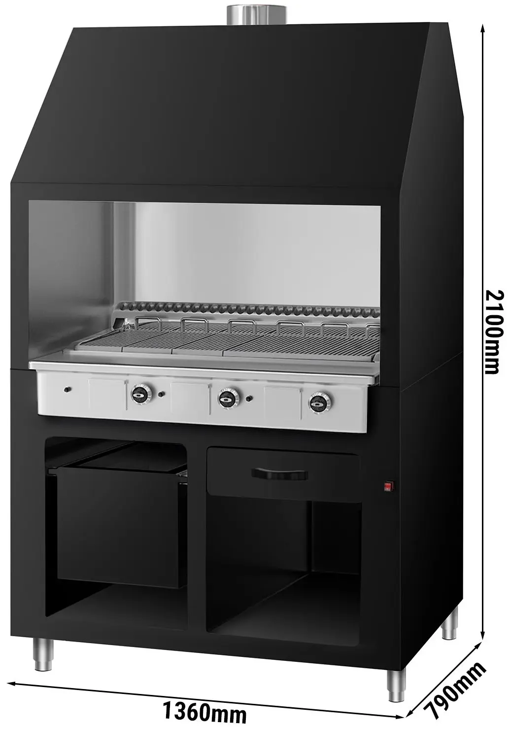 Вапо-гриль газовый GGM Gastro Berlin HKGE1400S#GGE1200 (Black/Inox) - 10