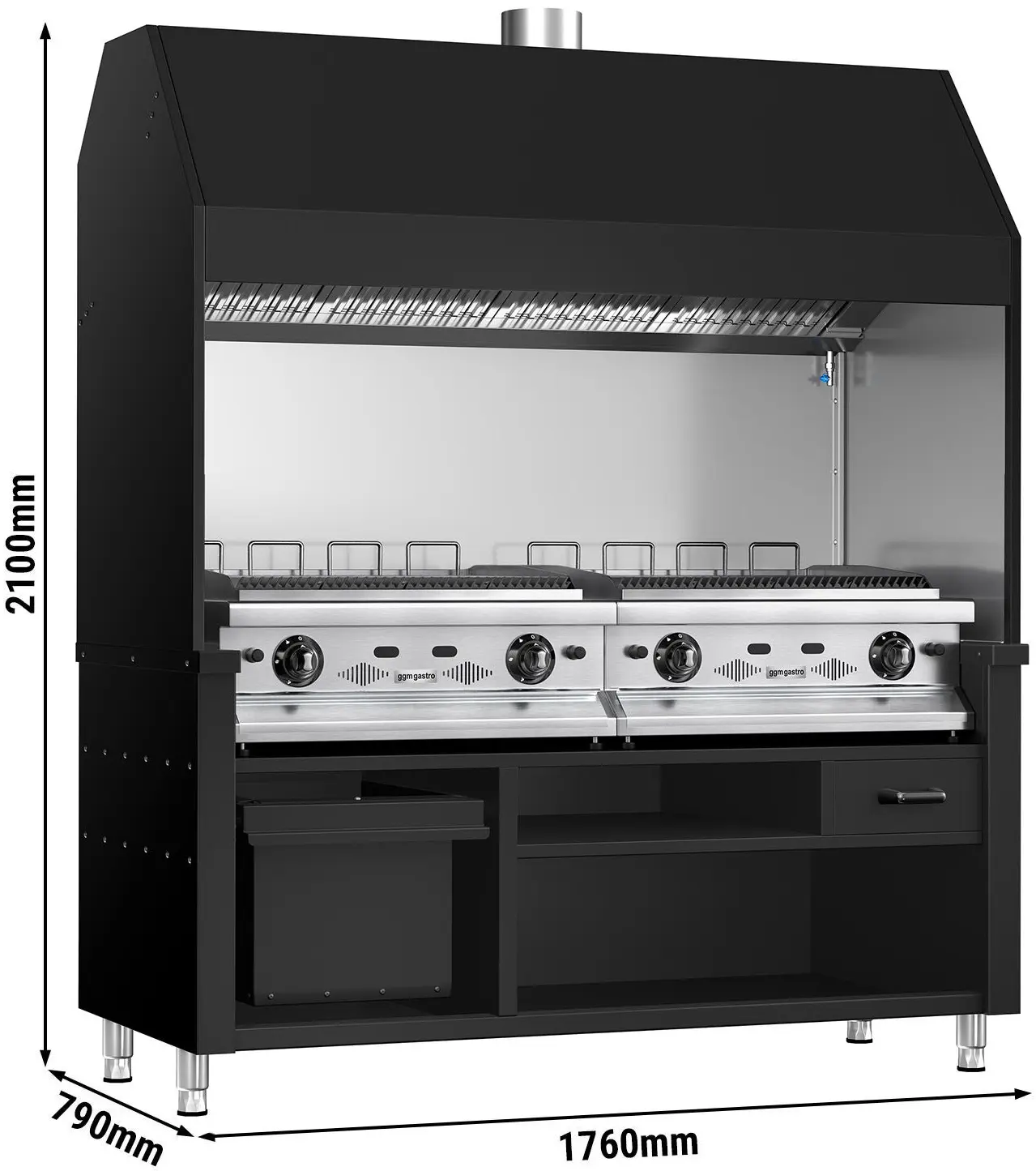 Grătar cu apă pe gaz GGM Gastro Berlin HKGE1800S#2#GGE800 (Black/Inox) - 12