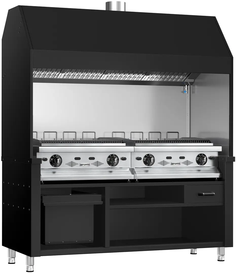 Grătar cu apă pe gaz GGM Gastro Berlin HKGE1800S#2#GGE800 (Black/Inox)