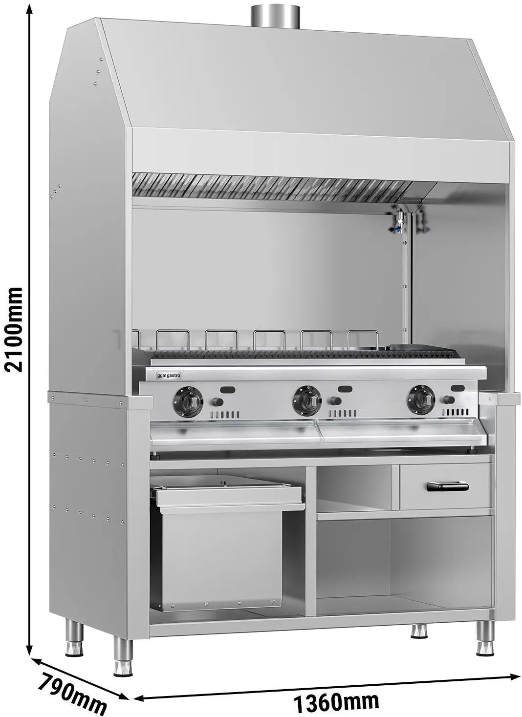 Вапо-гриль газовый GGM Gastro HKGE1400E#GGE1200 (Inox) - 11