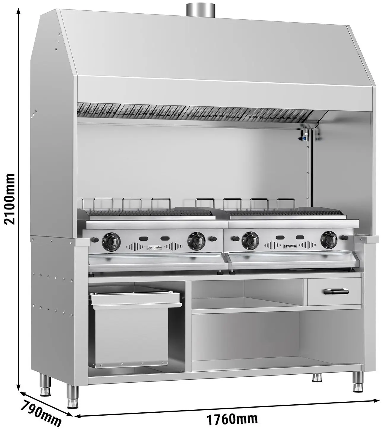Вапо-гриль газовый GGM Gastro HKGE1800E#2#GGE800 (Inox) - 12