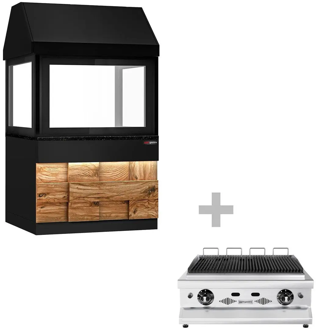 Grătar cu apă pe gaz GGM Gastro Toronto HGNE110D#GGE800 (Black/Natural)