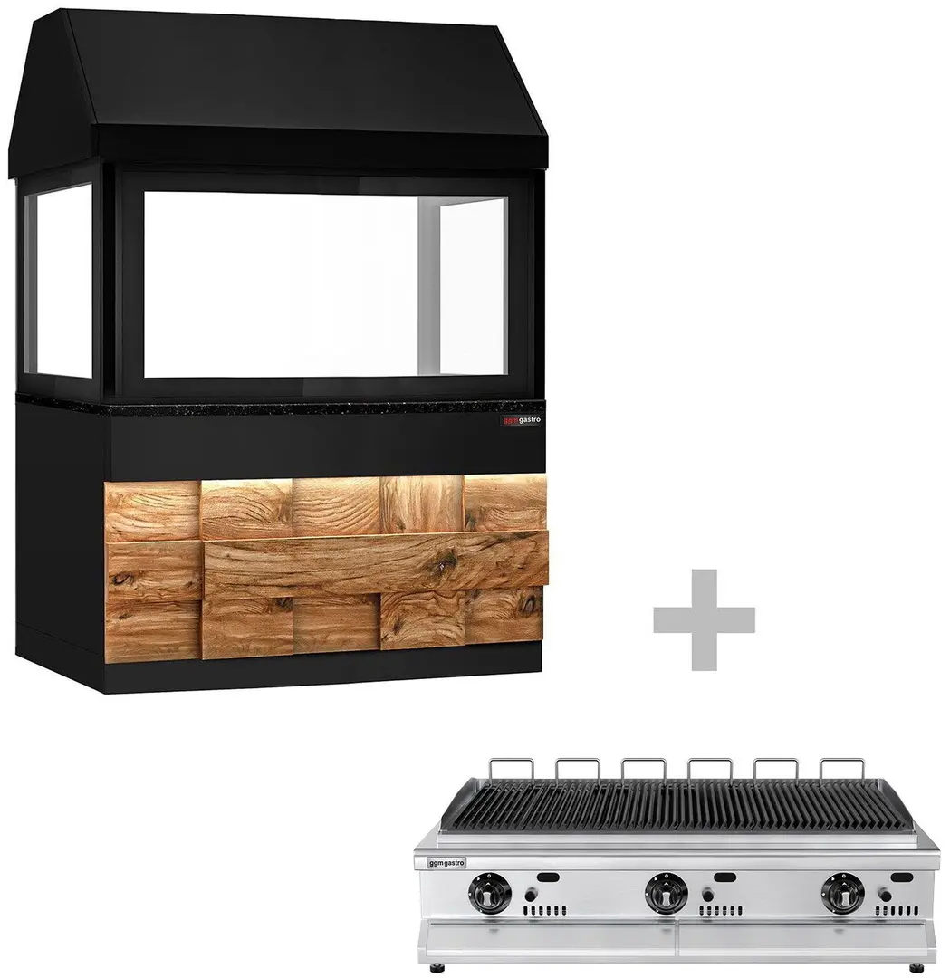 Grătar cu apă pe gaz GGM Gastro Toronto HGNE150D#GGE1200 (Black/Natural)