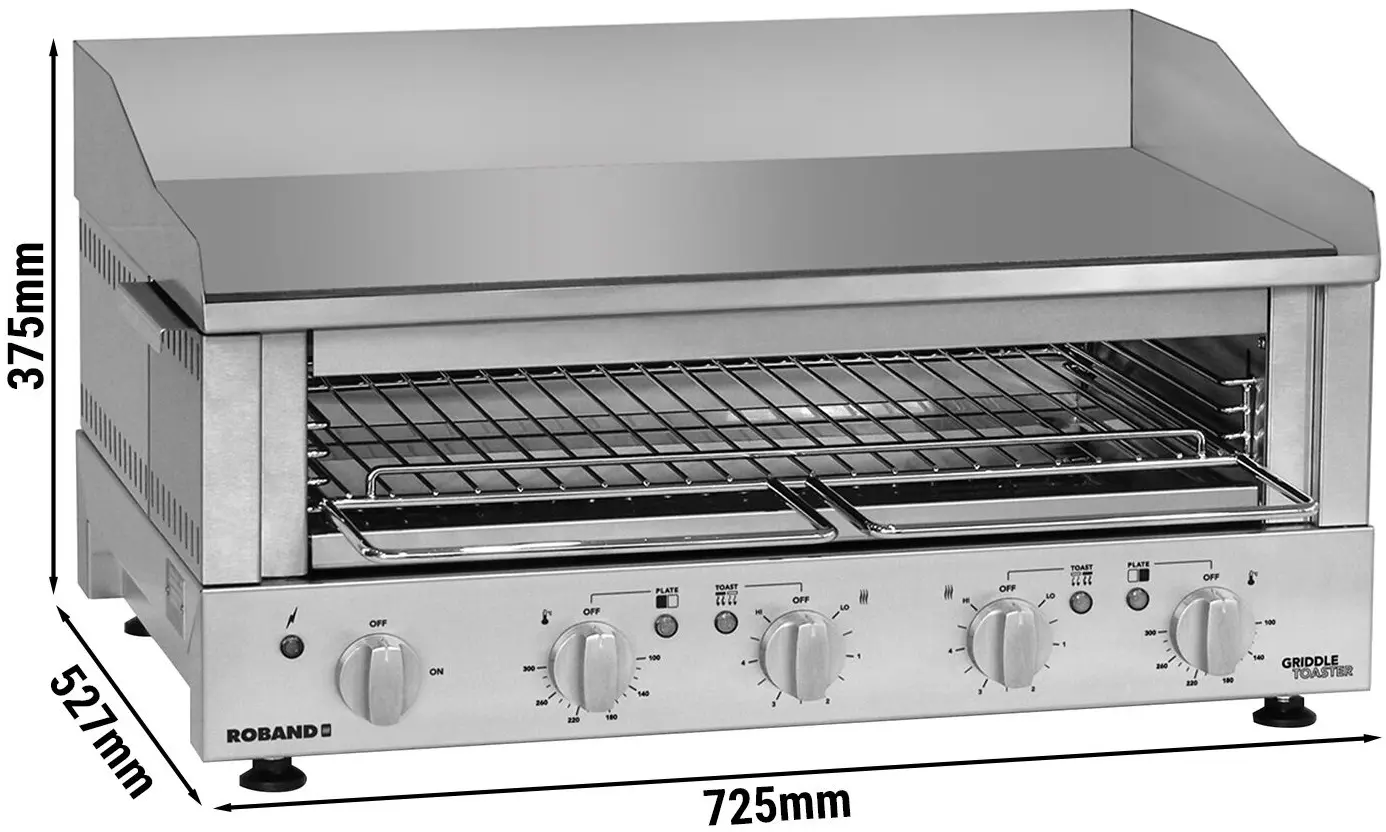 Гриль-саламандра с жарочной поверхностью Roband GTL753 (Inox) - 3