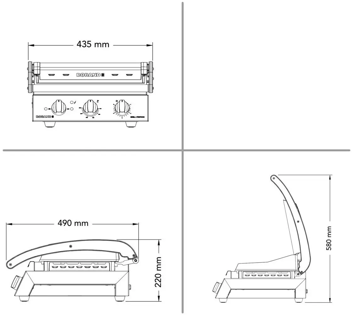 Контактный гриль Roband KGGLL442 (Inox) - 7