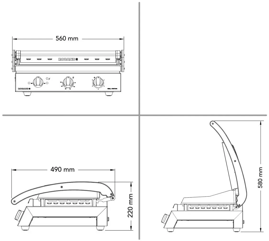 Контактный гриль Roband KGGLL542 (Inox) - 7