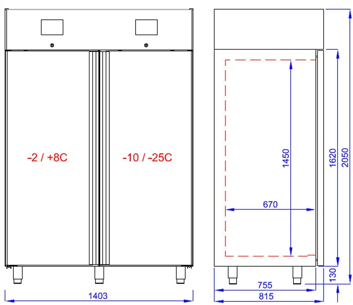 Холодильно-морозильный шкаф GGM Gastro Premium KTKF1400D (Inox) - 10