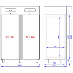 Combinație frigider-congelator GGM Gastro Premium KTKF1400GD (Inox) Thumb