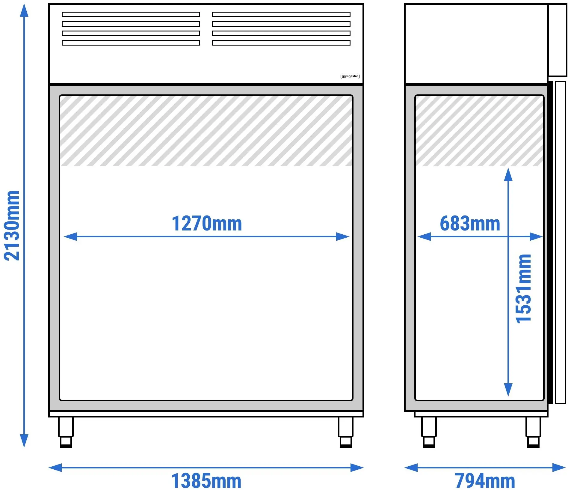 Combinație frigider-congelator GGM Gastro Premium Plus KGI148T2MT (Inox) - 9