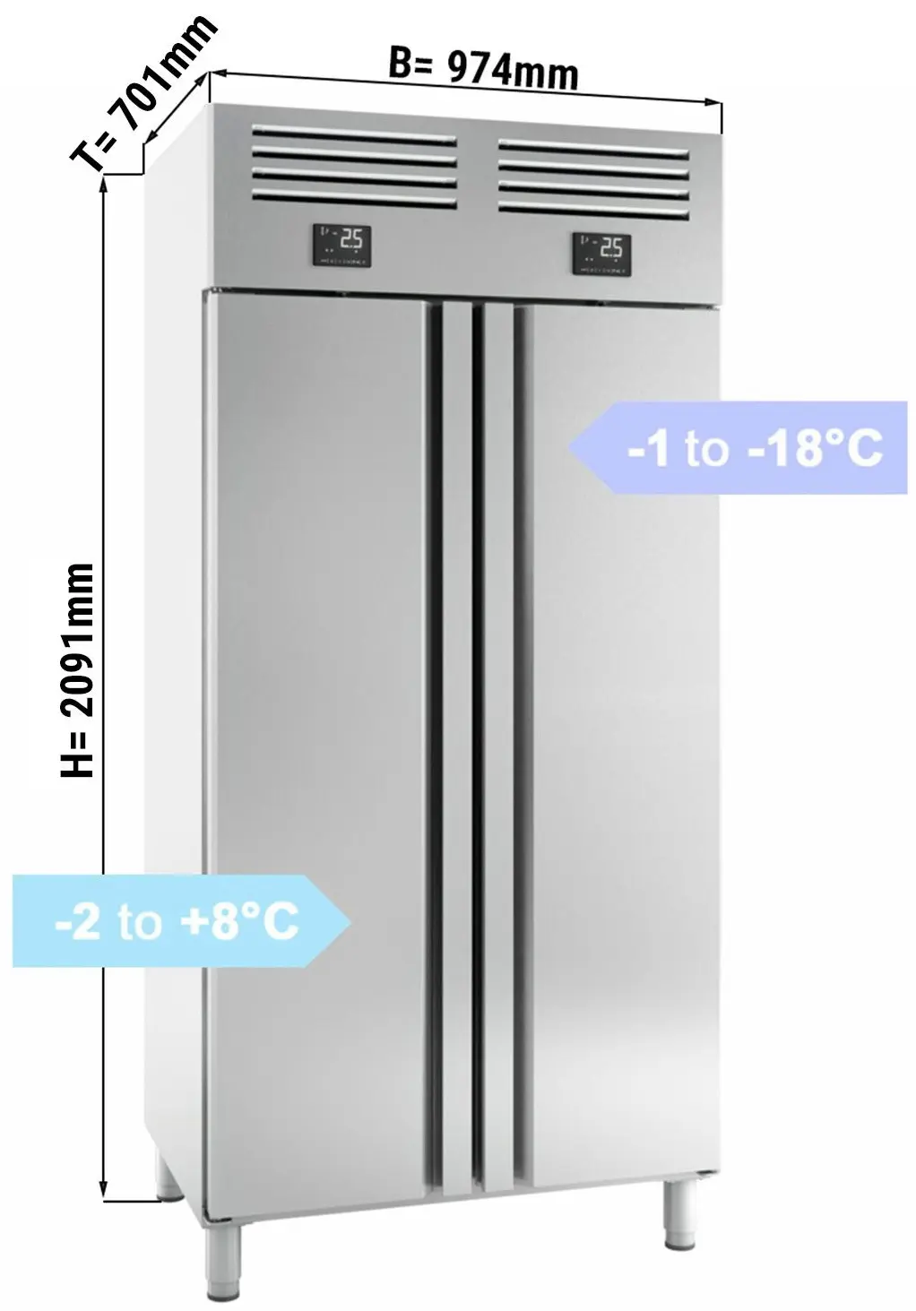 Combinație frigider-congelator GGM Gastro Premium Plus TGI107T2MT (Inox) - 7