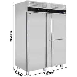 Frigider-congelator cu compartiment de soc termic GGM Gastro Premium KTKF1400T3D (Inox) Thumb