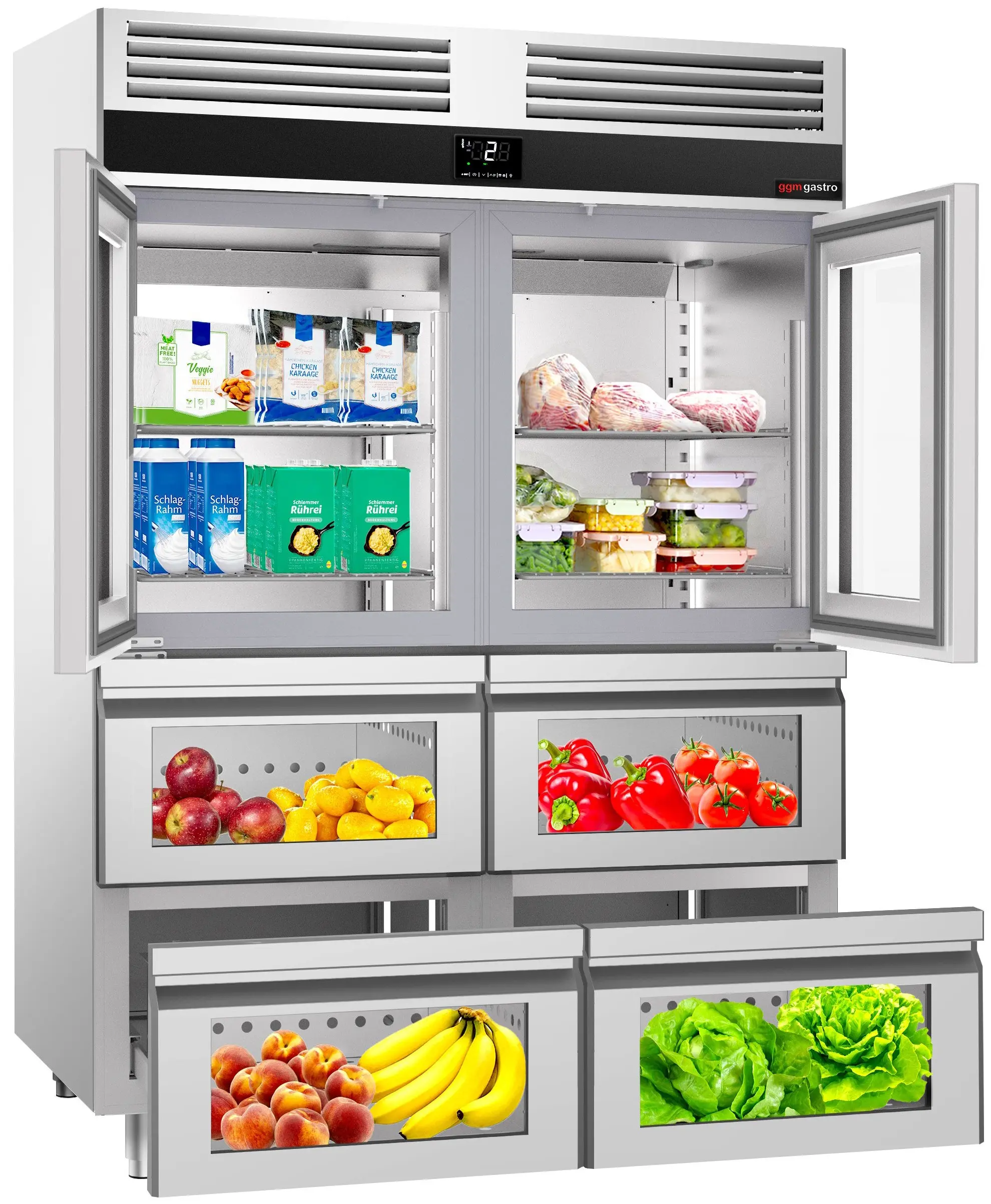 Холодильный шкаф GGM Gastro Premium KSF1482GS (Inox) - 5