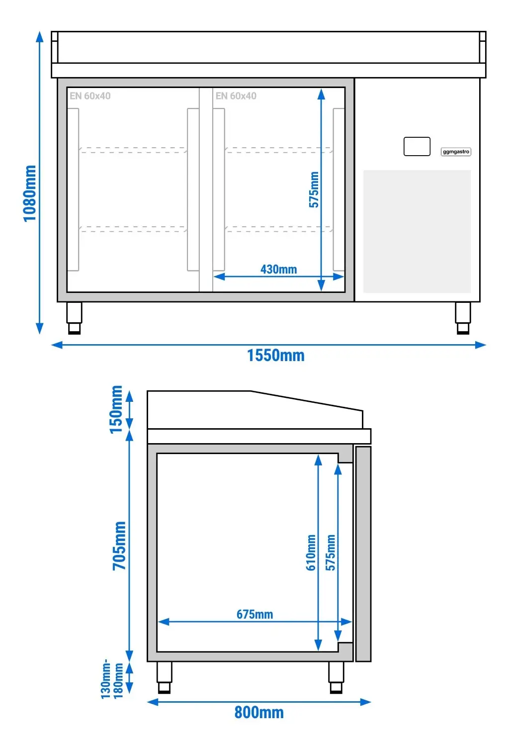 Masa frigorifica pentru pizza GGM Gastro POF158-EF (Inox) - 8