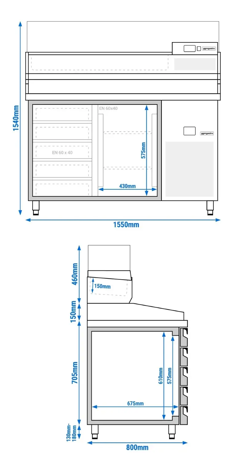 Masa frigorifica pentru pizza GGM Gastro POF158S-EF#AGF154N (Inox) - 7