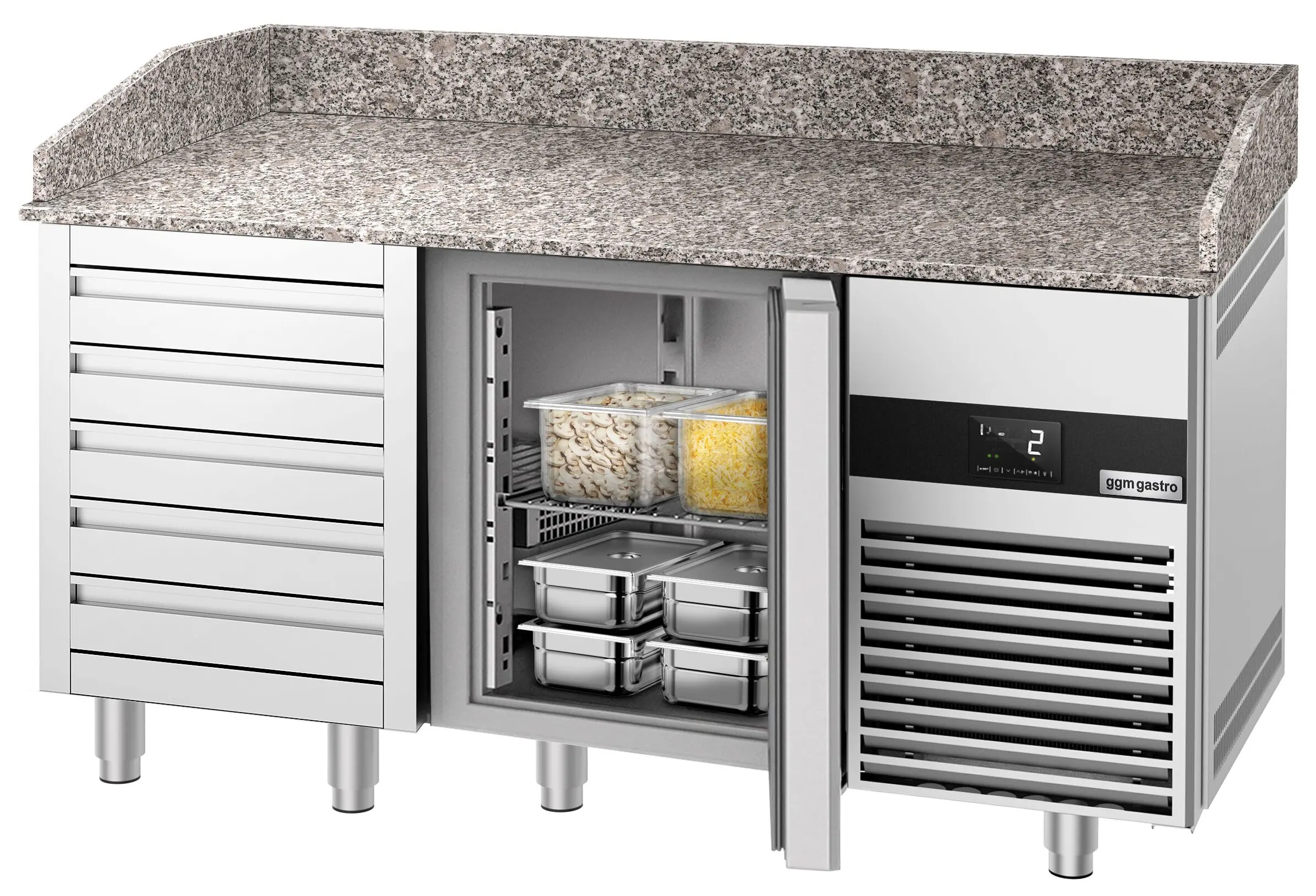 Masa frigorifica pentru pizza GGM Gastro POF158S-EF (Inox) - 5