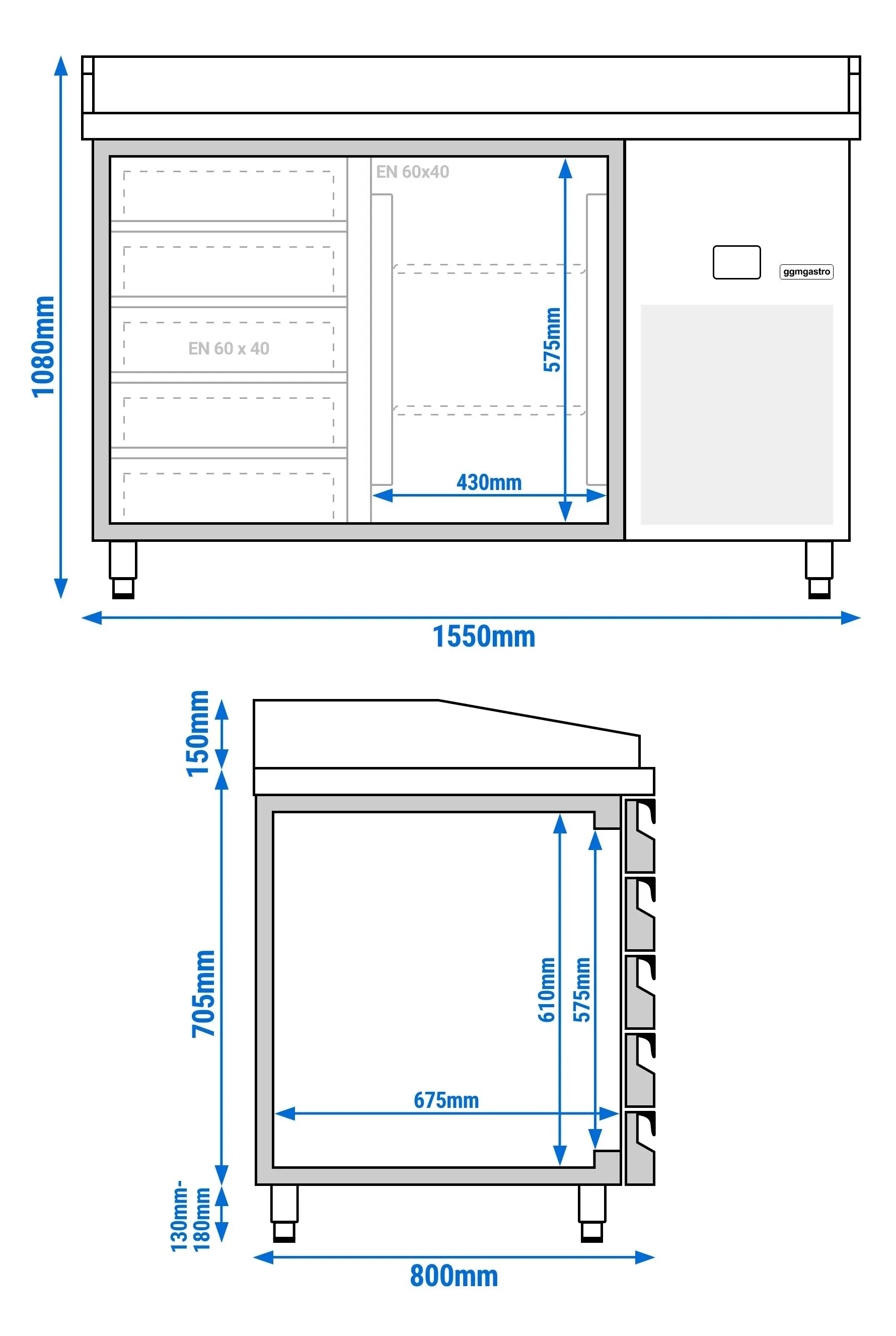 Masa frigorifica pentru pizza GGM Gastro POF158S-EF (Inox) - 9