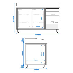 Холодильный стол для пиццы GGM Gastro POF168S-EF (Inox) Thumb