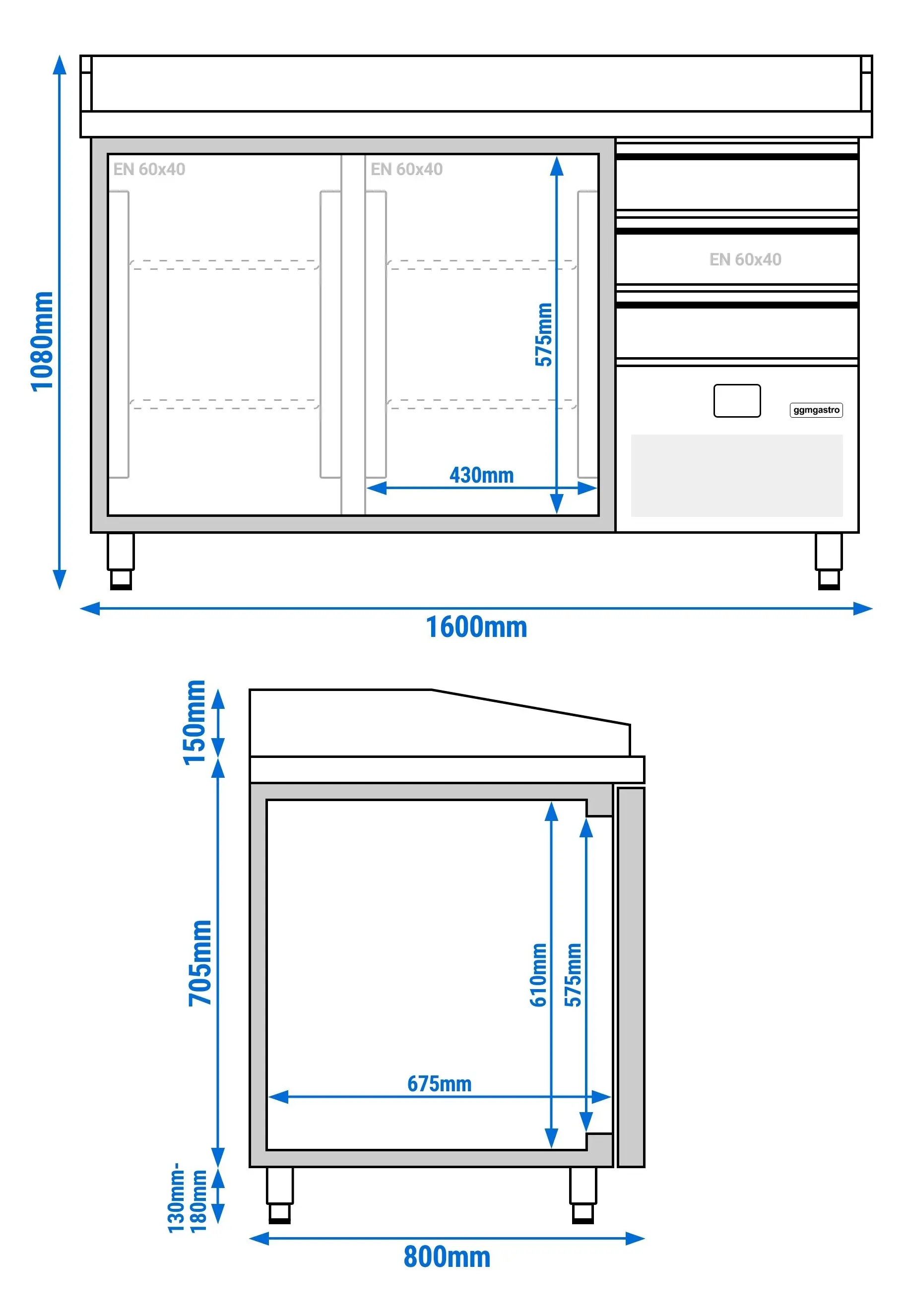 Холодильный стол для пиццы GGM Gastro POF168S-EF (Inox) - 9