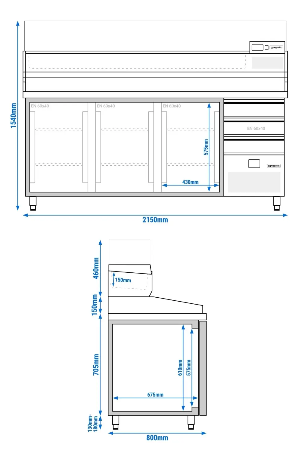 Masa frigorifica pentru pizza GGM Gastro POF2158S-EF#AGF214N (Inox) - 7